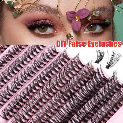 Ten rows of mink velvet false eyelashes large capacity single cluster self-adhesive natural simulation curl thick light European and American