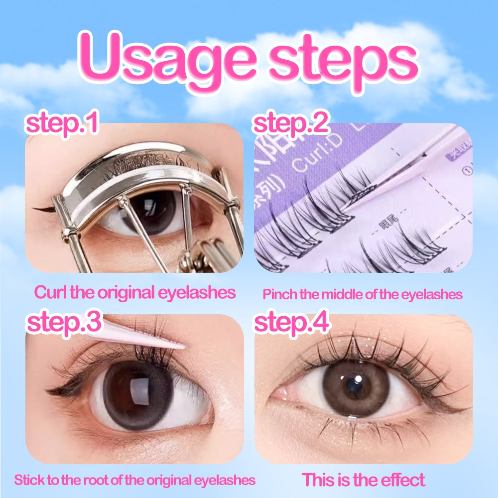 [Shipped from Thailand] Self-adhesive false eyelash mascara, D-shaped curve, glue-free false eyelash extension