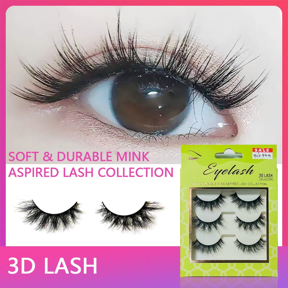 False eyelashes, ready to ship in Thailand, 3D false eyelashes, natural false eyelashes, eyelashes, mink, natural, 3 pairs Eyelashes, Thai seller, ready stock