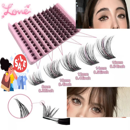 Ten rows of mink velvet false eyelashes large capacity single cluster self-adhesive natural simulation curl thick light European and American