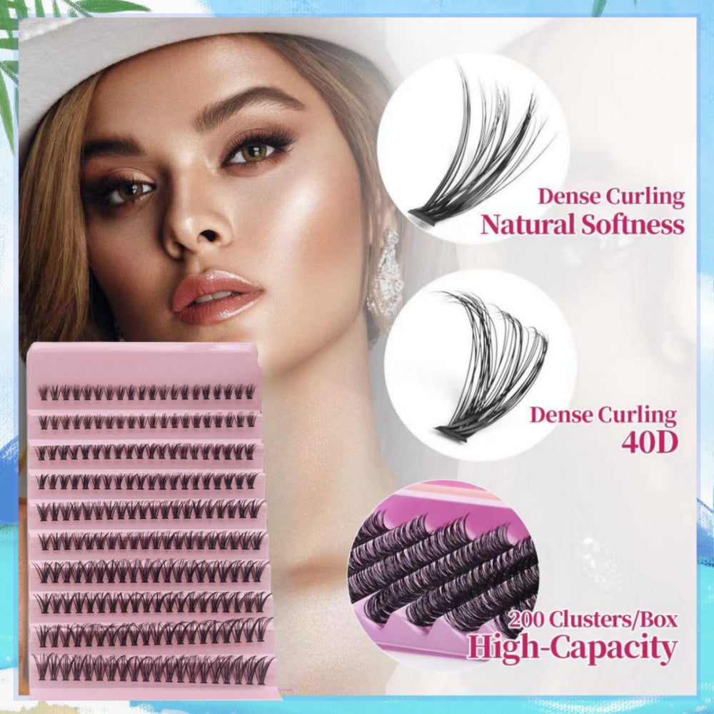 Ten rows of mink velvet false eyelashes large capacity single cluster self-adhesive natural simulation curl thick light European and American