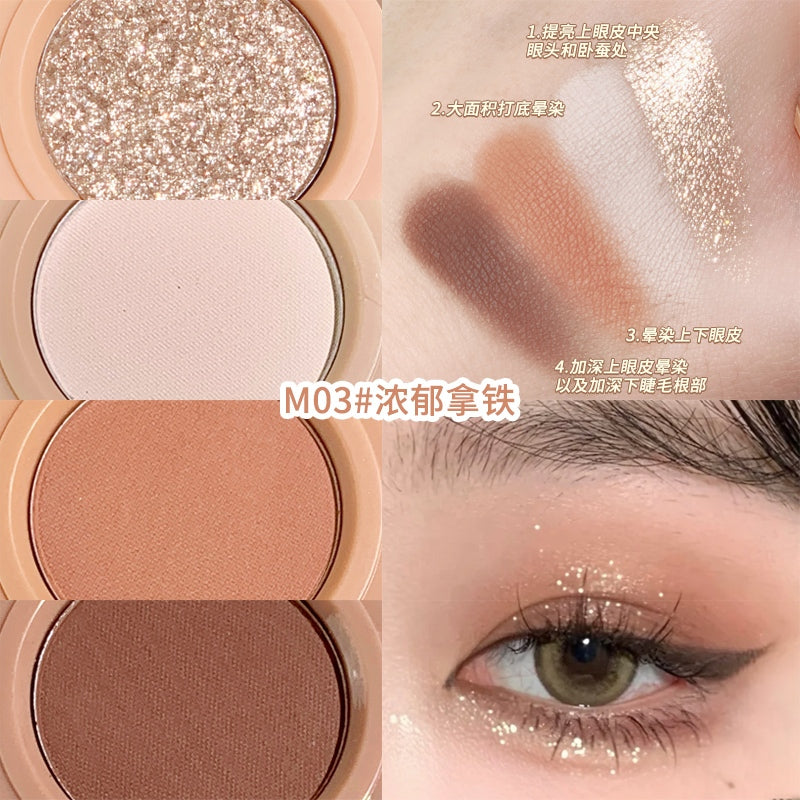 xixi bento four-color eyeshadow earth tone matte low saturation daily beginner comprehensive multi-function all-in-one