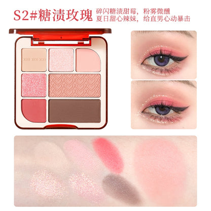 Xixi 7-color eyeshadow Palette Soft Matte Matte Broken Diamond Pearlescent Fine Glitter highlighter Blush All In One Price