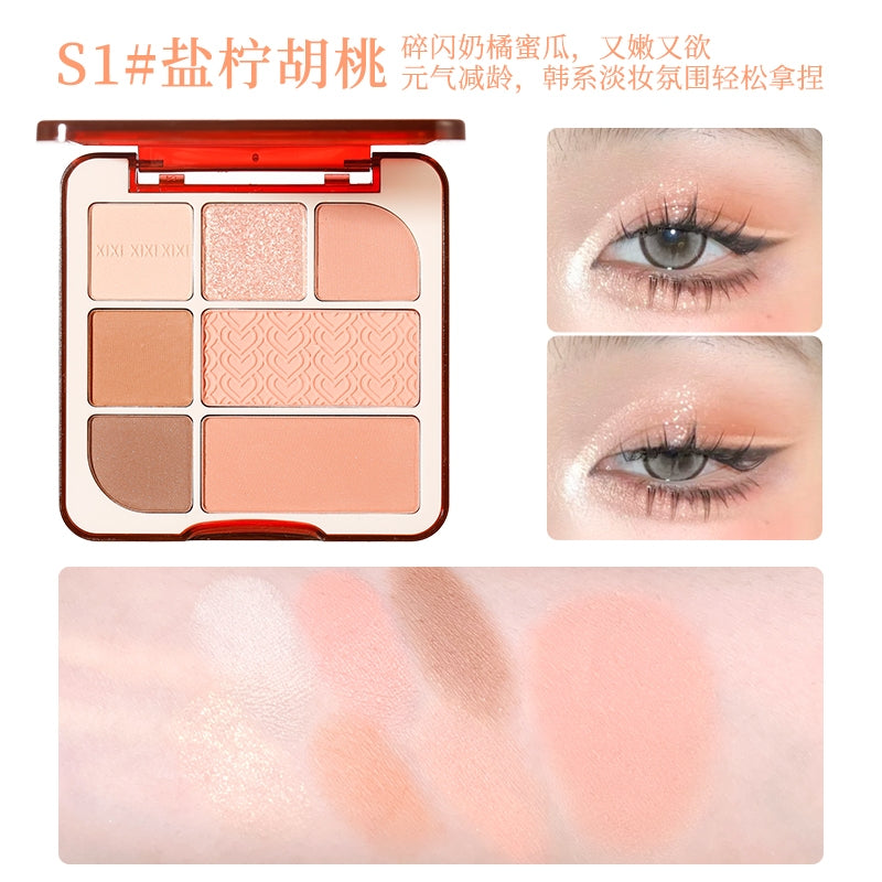 Xixi 7-color eyeshadow Palette Soft Matte Matte Broken Diamond Pearlescent Fine Glitter highlighter Blush All In One Price