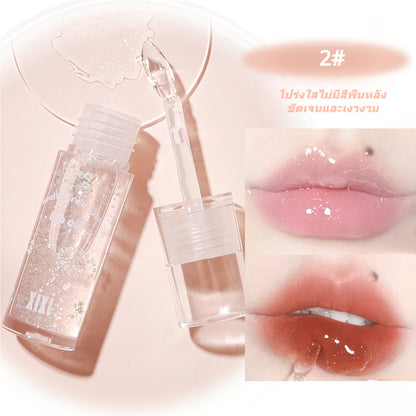 xixi watery flower language lip oil, color changing, fine shimmer, moist, light, non-sticky, clear lip glaze, mirror lip glaze