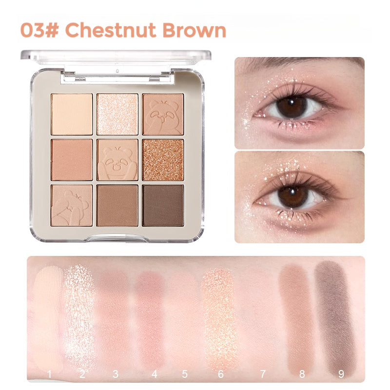 xixi 9-color eyeshadow palette, long-lasting, low saturation, earth tone, affordable, student-only brand, pearl matte, spring and summer