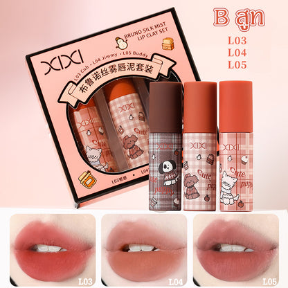 xixi Bruno Silk Matte Lip Mud Set Matte Lip Glaze Gift Box Lipstick Set Student Party Gift for Girls