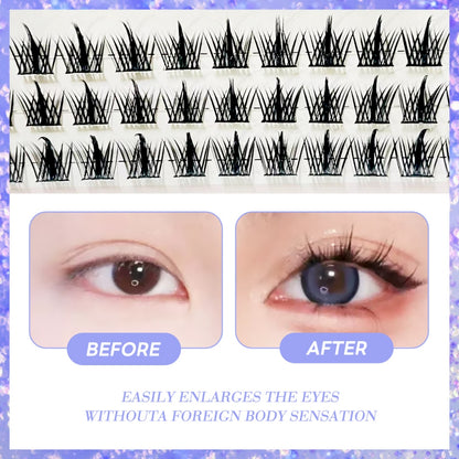 2024 For DIY Makeup False Eyelashes Natural Soft Reusable False Eyelashes Trilogy Little Devil False Eyelashes Natural Cluster Single