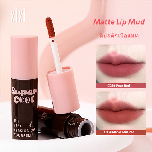 xixi mousse velvet matte lip mud, velvet lip gloss is not easy to stick to the cup, lip glaze without makeup to whiten the lips